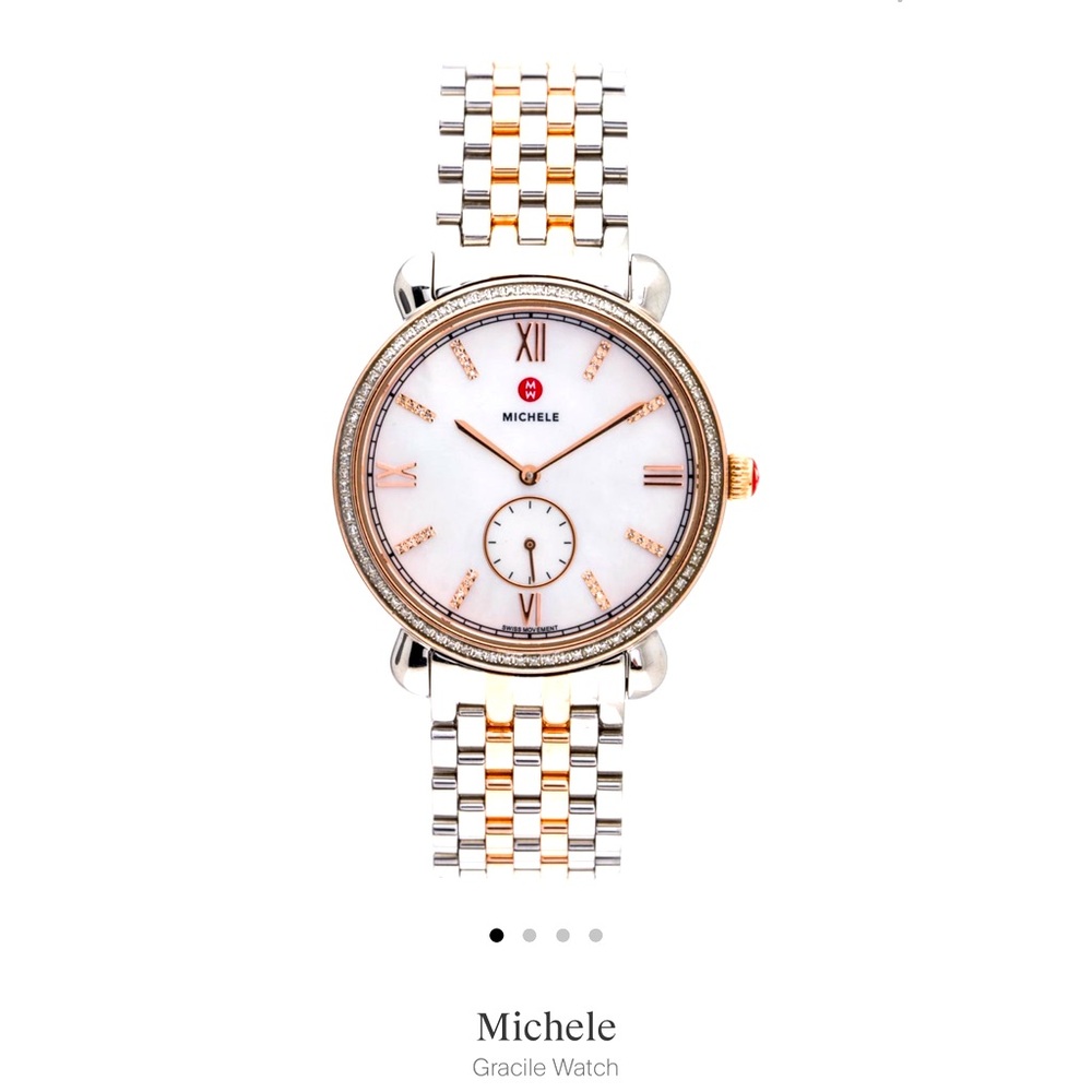 AUTHENTIC MICHELE GRACILE WATCH WHITE GOLD & ROSE GOLD WITH DIAMONDS ❤️